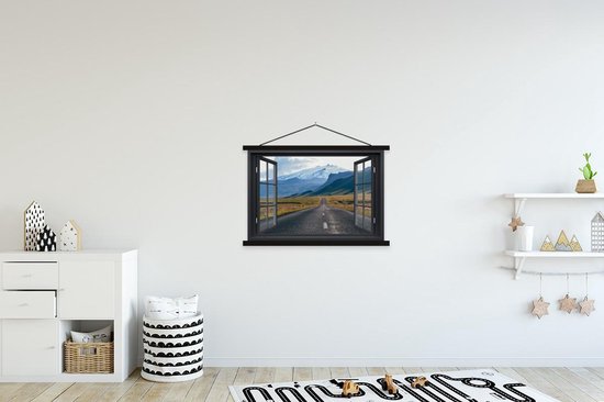 Porte-affiche avec affiche - Affiche scolaire - Transparent - Berg - Route - 90x60 cm - Lattes noires