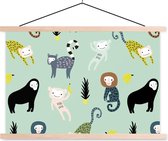 Porte-affiche avec affiche - Affiche scolaire - Singe - Fruit - Pastel - 150x100 cm - Lattes vierges