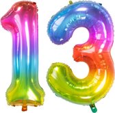 De Ballonnenkoning - Folieballon Cijfer 13 Yummy Gummy Rainbow - 86 cm