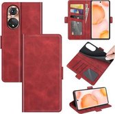 Voor Honor 50 Dual-side magnetische gesp horizontale flip lederen tas met houder & kaartsleuven & portemonnee (rood)