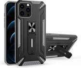 War-god Armor TPU + PC Schokbestendige magnetische beschermhoes met opvouwbare houder voor iPhone 13 Pro (grijs)