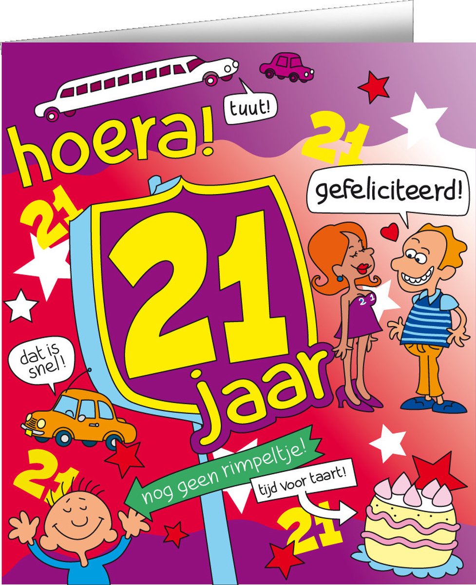 Wenskaarten - 21jr cartoon