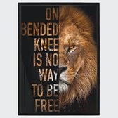 Socialframe | on bended knee is no way to be free | op glas met lijst - Peter R de Vries Boeken - 50 x 70 cm - hoogwaardig kwaliteit met glans met simpele ophangsysteem