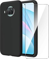 Silicone hoesje zwart met 2 Pack Tempered glas Screen Protector Geschikt voor: Xiaomi MI 10T Lite