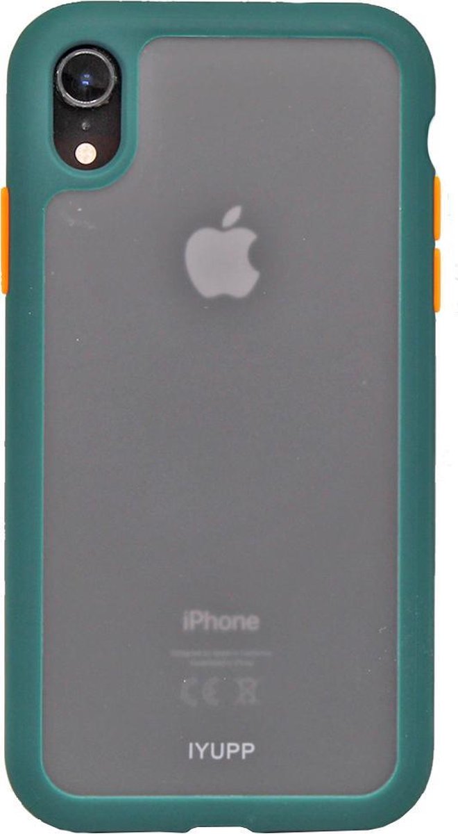 IYUPP Bumper geschikt voor Apple iPhone XR Hoesje Groen x Transparant - Shockproof