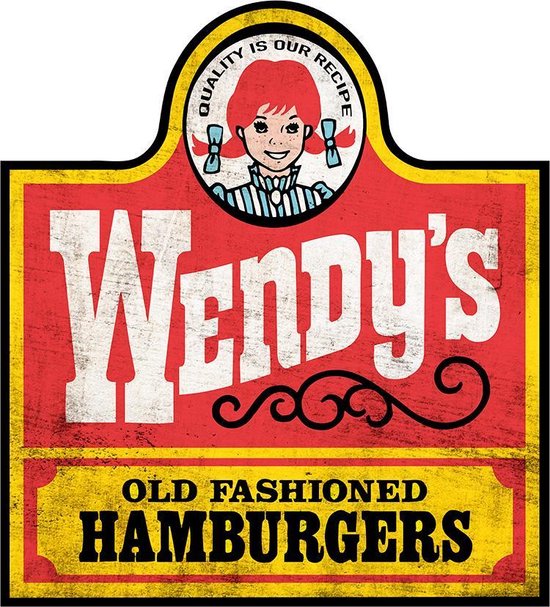 Signs-USA - Wendy's Hamburgers - wandbord - verweerd - grunge - 53 x 48 cm