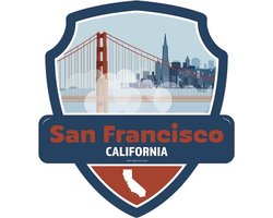 Signs-USA - Landmark - City USA - San Francisco Sky Line - California - Wandbord - 28 x 31 cm
