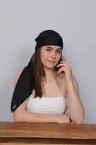 LILLA - Zwarte zijden omslagdoek dames -shawl - zomersjaal