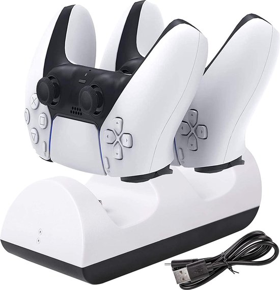 Station De Recharge Pour Manettes DualSense PS5 – Chargeur Officieux – Blanc