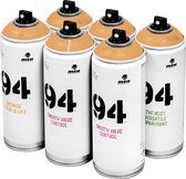 MTN 94 Peach - perzik oranje spuitverf - 6 stuks - 400ml lage druk en matte afwerking