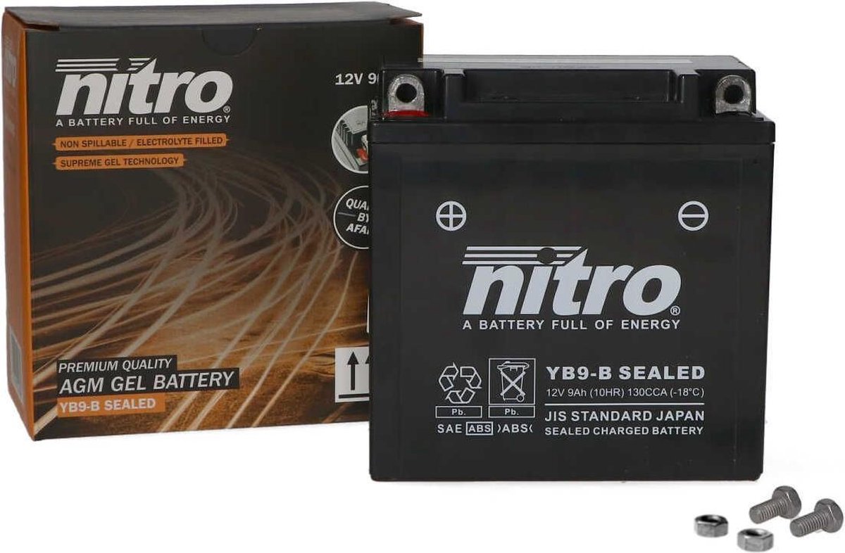 Batterie Nitro - YB9-B - scellée/gel - 12V 9Ah - motos et scooters | bol.com