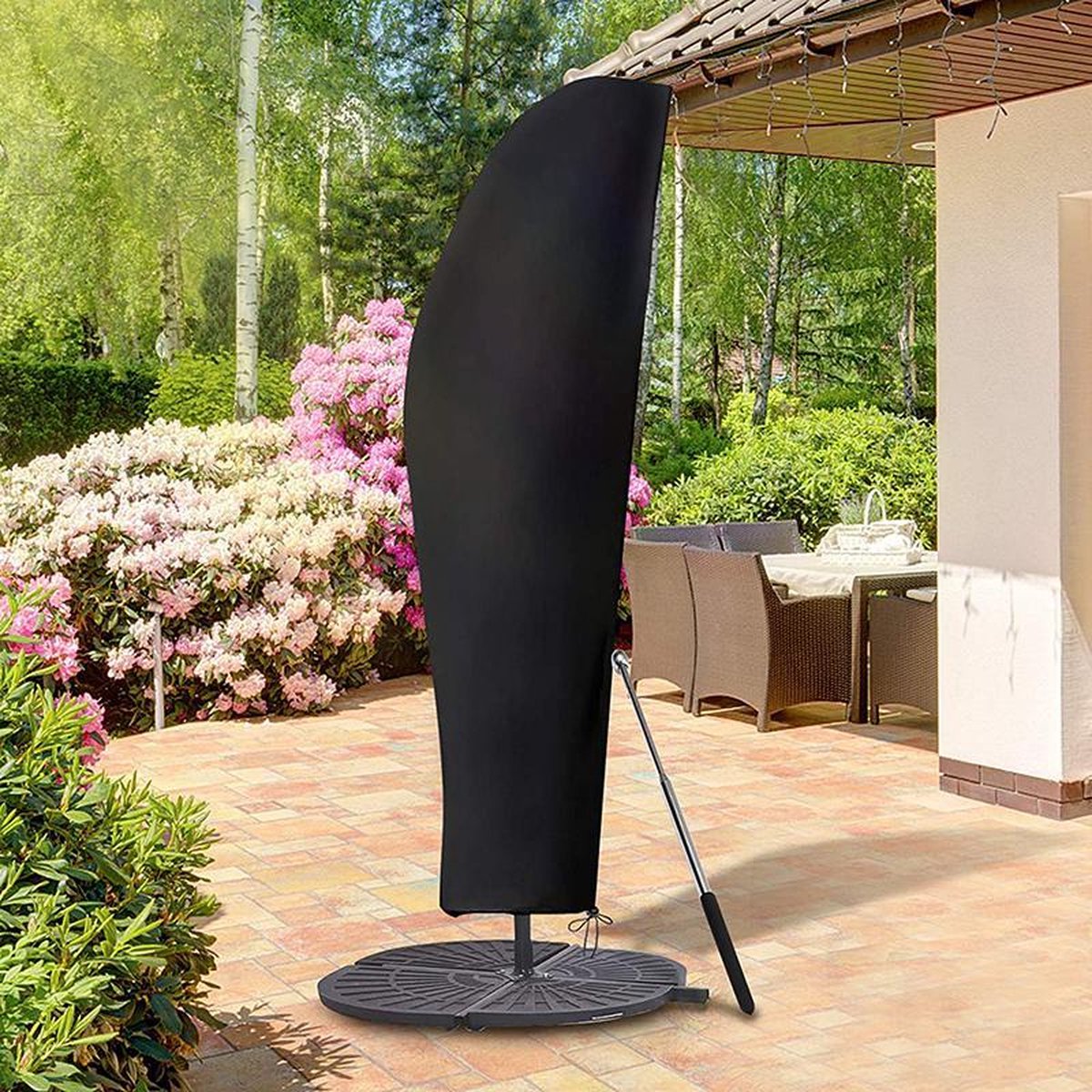 Meyro Lifestyle - Parasolhoes - Waterdicht - Winddicht - Hoes voor parasols - Tuin - Strand - Zwart - 280 cm - 210d Oxford Fabrics