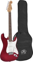Elektrische gitaar SX - Gitaar voor volwassenen - stratocaster gitaar - Rode elektrische gitaar - Gitaar met tas - Elektrische gitaar met tas - starter gitaar