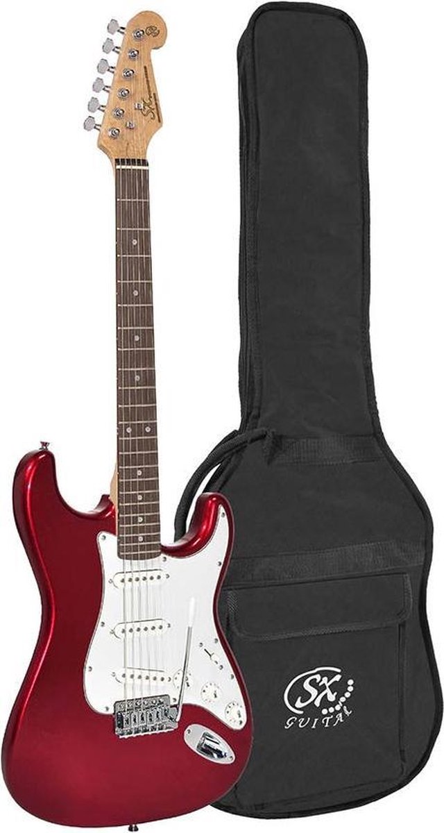 Elektrische gitaar SX ED1/CAR vintage Tremolo inclusief tas Candy Apple Rood