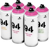 MTN 94 Joker Pink - roze spuitverf - 6 stuks - 400ml lage druk en matte afwerking