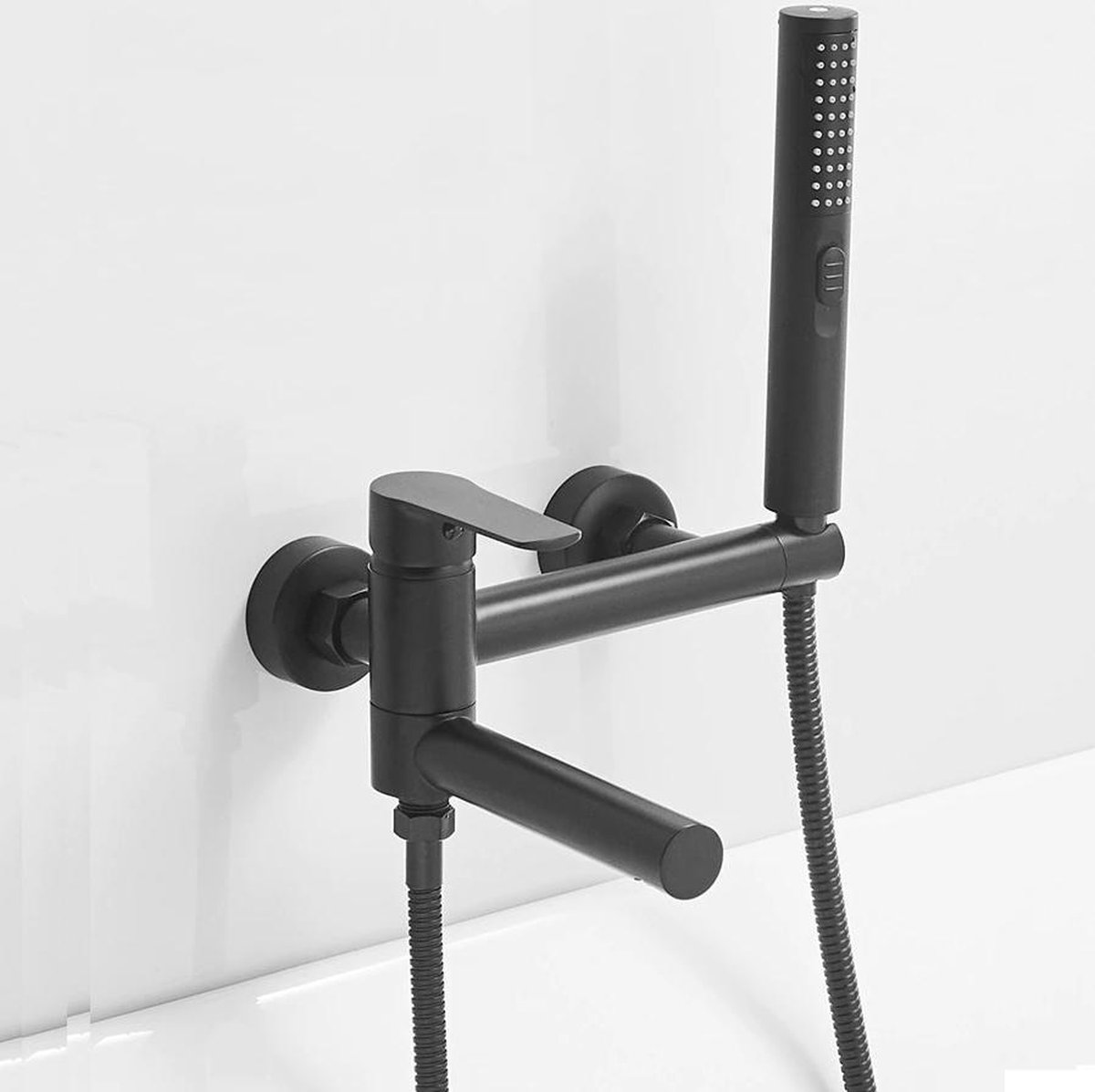 Badkuipkraan eenhands badmengkraan opbouw badkraan voor badkamer douchekranen messing badkraan douchearmatuur met handmatige omvormer (chroom haak