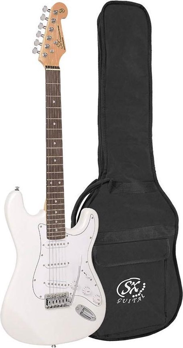 Elektrische gitaar SX - Gitaar voor volwassenen - stratocaster gitaar - Witte elektrische gitaar - Gitaar met tas - Elektrische gitaar met tas - starter gitaar