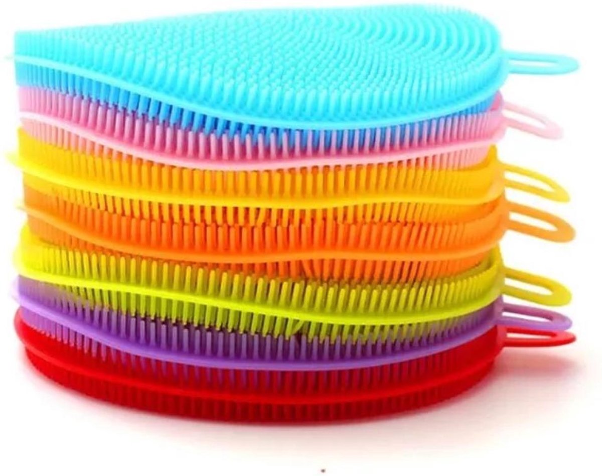 Goedkoopste Juleika Spons 10 Stuks - 10 Siliconen Schoonmaak Duurzame Sponzen - Duurzaam Herbruikbaar Milieuvriendelijk Schoonmaakspons - Verschillende Kleuren Blauw Oranje Groen Rood Roze