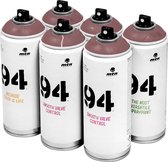 MTN 94 Scarlet Brown - bruine spuitverf - 6 stuks - 400ml lage druk en matte afwerking