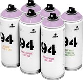 MTN 94 Arlet Violet - lila spuitverf - 6 stuks - 400ml lage druk en matte afwerking