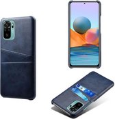 Xiaomi Redmi Note 10 / Note 10S Hoesje, MobyDefend Lederen Backcover Met Vakjes Voor Pasjes, Blauw | GSM Hoesje / Telefoonhoesje Geschikt Voor: Xiaomi Redmi Note 10  / Xiaomi Redmi Note 10S