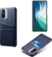 Xiaomi Mi 11i Hoesje - MobyDefend Lederen Backcover Met Vakjes Voor Pasjes - Blauw - GSM Hoesje - Telefoonhoesje Geschikt Voor: Xiaomi Mi 11i