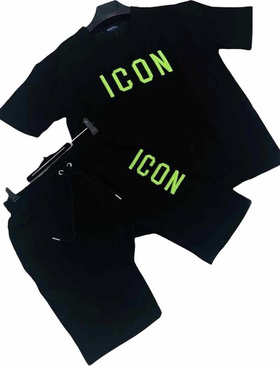 Sportkleding set heren - ICON - trainingspak kort - zomerset zwart / groen  - maat M | bol.com