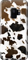 Samsung Galaxy S9 Telefoonhoesje - Extra Stevig Hoesje - 2 lagen bescherming - Met Dierenprint - Koeien Patroon - Lichtbruin