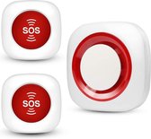 Zorgoproep Thuisnoodoproep voor ouderen Zorg voor ouderen Paniekalarm Draadloze alarmzender SOS alarm draadloos met batterijen (1 x SOS zender)