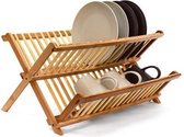 Égouttoir à vaisselle en bois de bambou - Lave-vaisselle - Égouttoir à vaisselle - Étagère de cuisine - Pliable - Pliable -