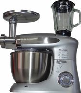 Keukenmachine 3in1 - Zilver - 2000W Kom 8L - hakmolen - crusher, blender, vleesmolen en diverse deeghaken - 6 snelheden + pulse functie