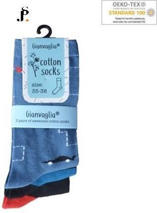 6 Paires de Chaussettes Enfant - Garçons - Blauw - Taille 31-34