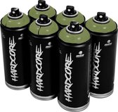MTN Hardcore Khaki Green - groene spuitverf - 6 stuks - 400ml hoge druk en glossy afwerking