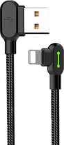 DrPhone MDD Series Lightning Oplaadkabel 2.4A – Oplaadsnoer - 90 graden Haaks Nylon Gevlochten Kabel & Data synchronisatie - Geschikt voor iPhone / iPad  1.8 Meter