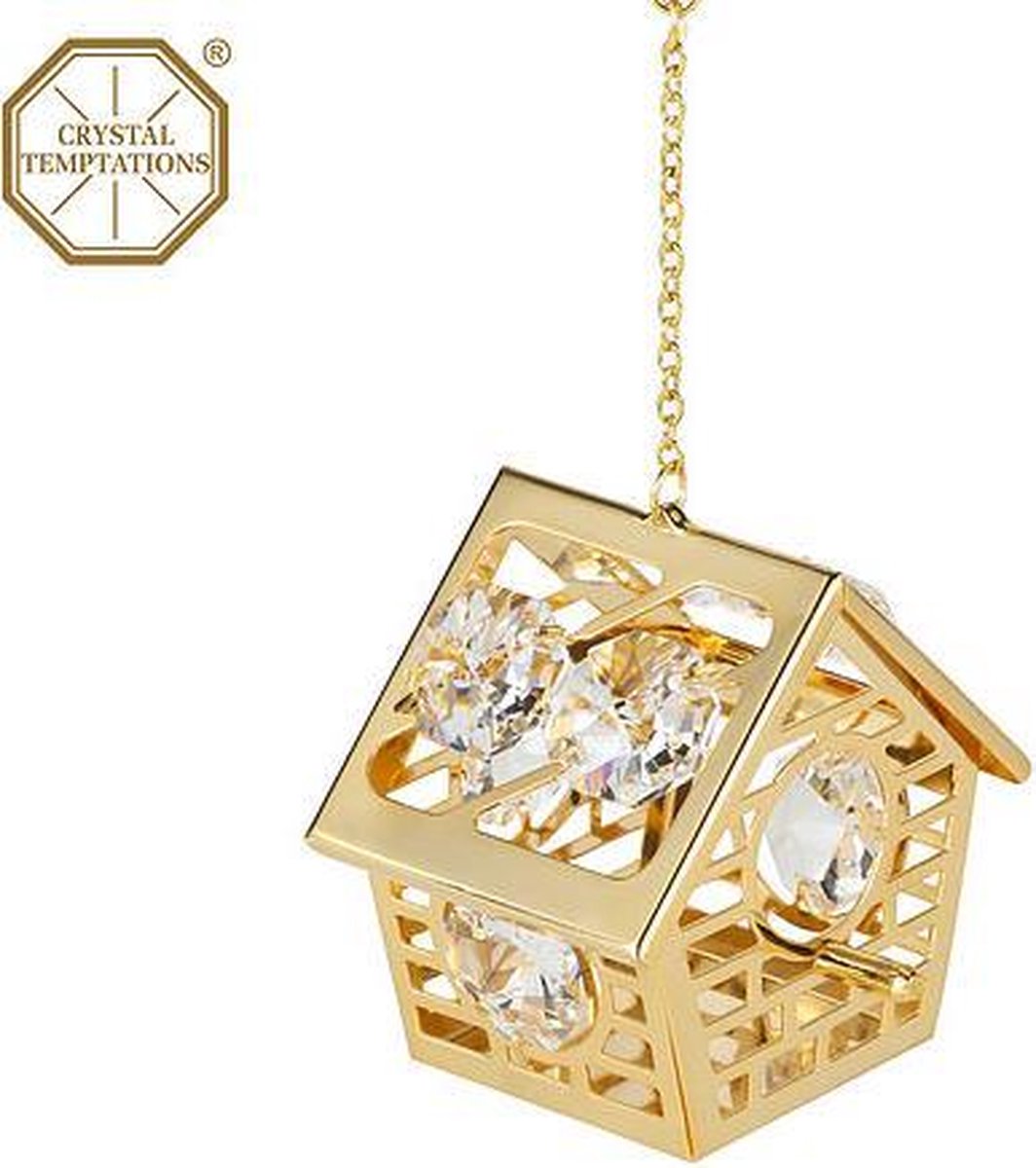 vogelkooi van 24k verguld met swarovski kristallen