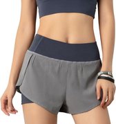 Sportshort dames - Korte broek - Fitness - Running - Quick Dry met legging - Grijs S