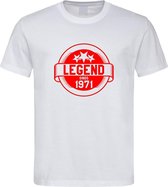 Wit T-Shirt met “ Legend sinds 1971 “ print Rood  Size L