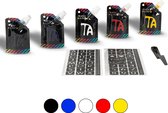 Crafts & Co Peinture textile DIY Kit de démarrage - 5 x 30 ml - Couleurs primaires - Modèles inclus