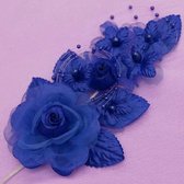 Rozentak c.q. corsage, haar- of antennedecoratie royal blue - kunstbloem - corsage - rozentak