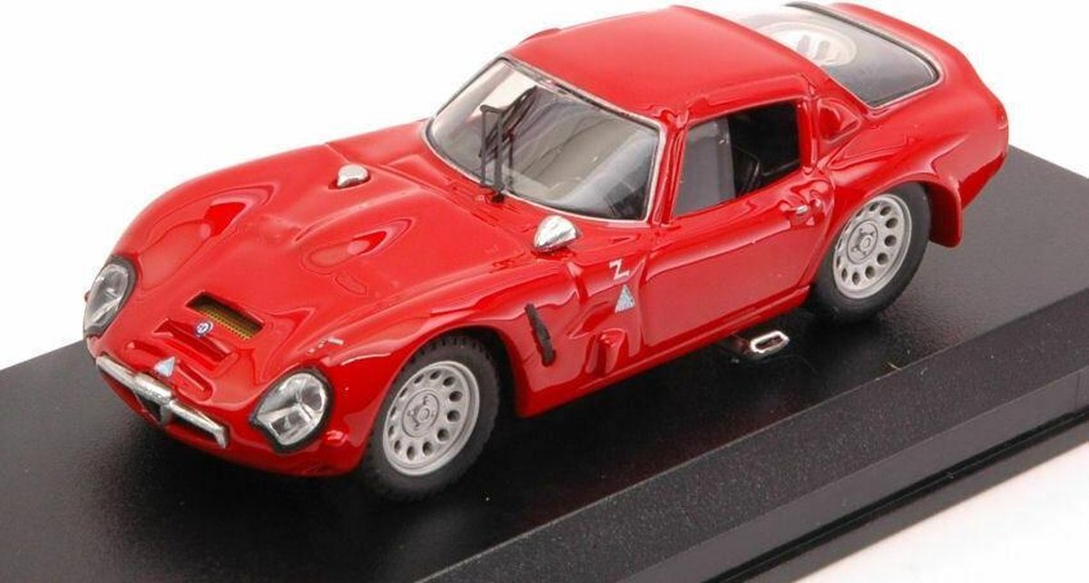 De 1:43 Diecast Modelcar van de Alfa Romeo TZ2 Prova van 1964. De fabrikant van het schaalmodel is Best Model. Dit model is alleen online verkrijgbaar