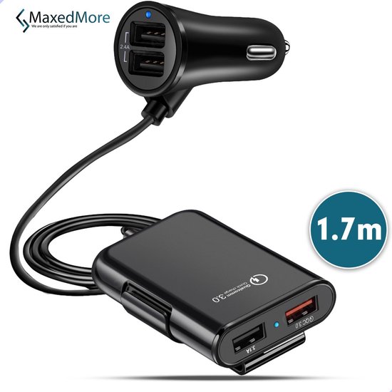 Laan Sijpelen Intentie ChargeMore USB Autolader - Auto Oplader Met 4 Poorten – Fast Charging 3.0 -  Oplader... | bol.com
