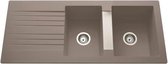 EWI Ingebouwde gootsteen 2 bakken + 1 afdruiprek Soledad - Hars - 116 x 50 cm - Beton grijs