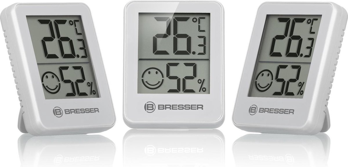Bresser Temeo Hygrometer - Wit – Set van 3 - Checkt Binnenklimaat