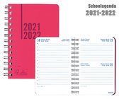 Brepols agenda - Schoolperiode 2021-2022 - Back to School  - Roze/Rood - 1d/1p - 11.5 x 16.9 cm - Wire o