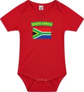 South-Africa baby rompertje met vlag rood jongens en meisjes - Kraamcadeau - Babykleding - Zuid-Afrika landen romper 68 (4-6 maanden)