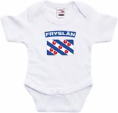 Fryslan baby rompertje met vlag wit jongens en meisjes - Kraamcadeau - Babykleding - Friesland landen romper 92 (18-24 maanden)