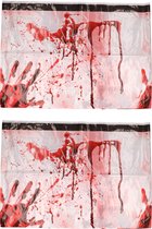 2x stuks bloederig horror tafelkleed decoratie 270 x 136 cm - Halloween tafeldecoraties en versiering