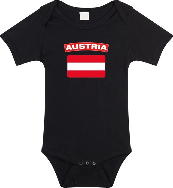 Austria baby rompertje met vlag zwart jongens en meisjes – Kraamcadeau – Babykleding – Oostenrijk landen romper 68