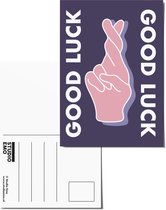 Studio Emo - 2 stuks - Good luck ansichtkaart - Kaart vingers gekruist succes - A6 kleurrijke print