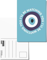 I’ll be watching you - Ansichtkaart grappige tekst met grieks oog - Geluk wens kaart - A6 evil eye Print - Postcard/card